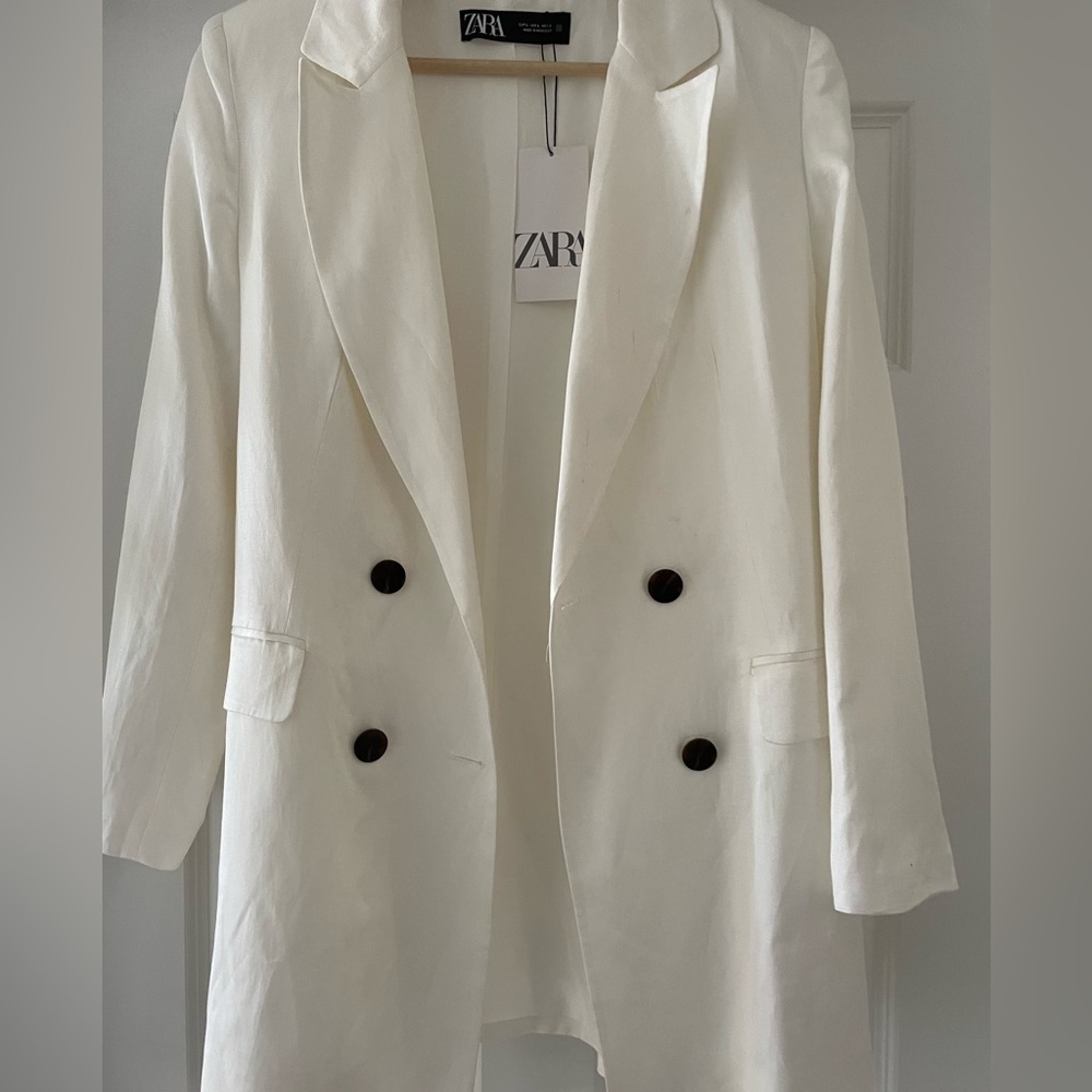 ZARA WHITE SATIN BLAZER